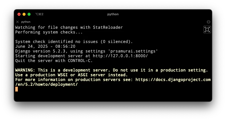 Warning in the terminal